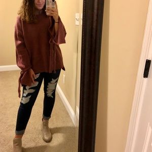 Knotted Bell Sleeve Sweater